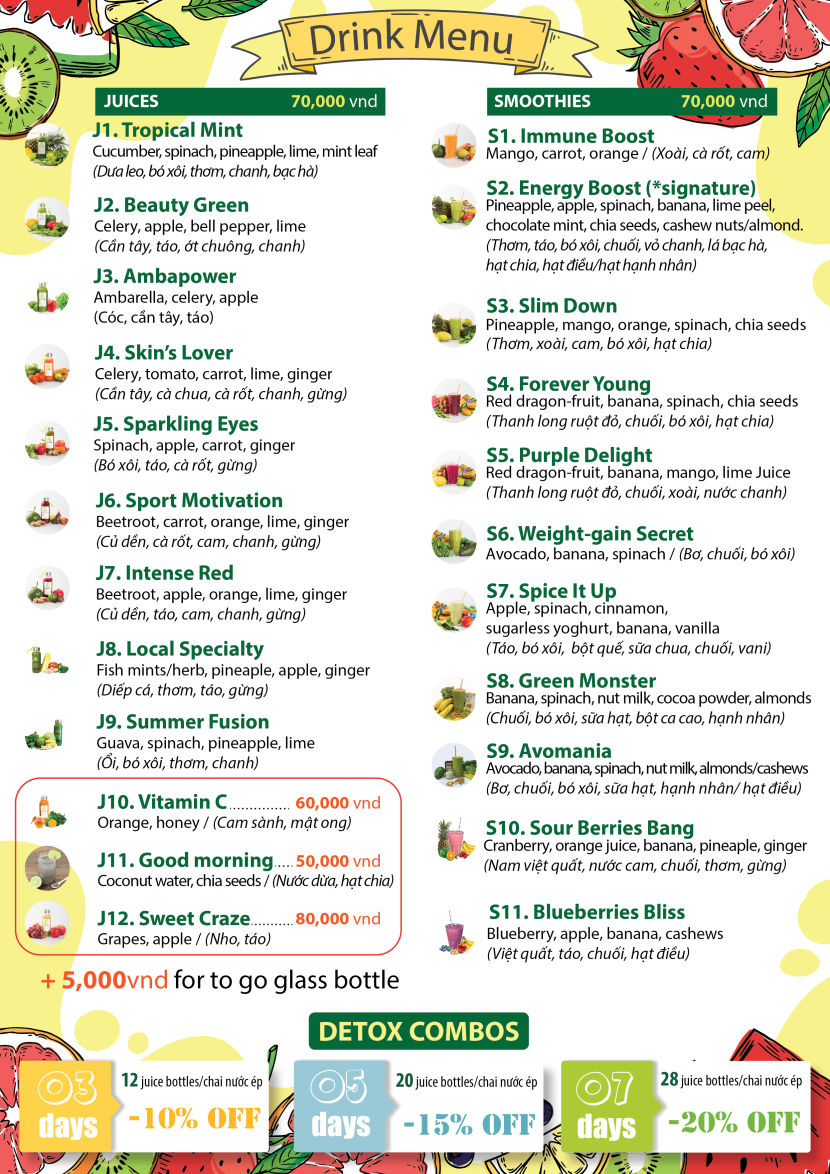 Ogo Juice Drink Menu 